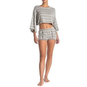 Brushed Stripe Contrast Trim Shorts
